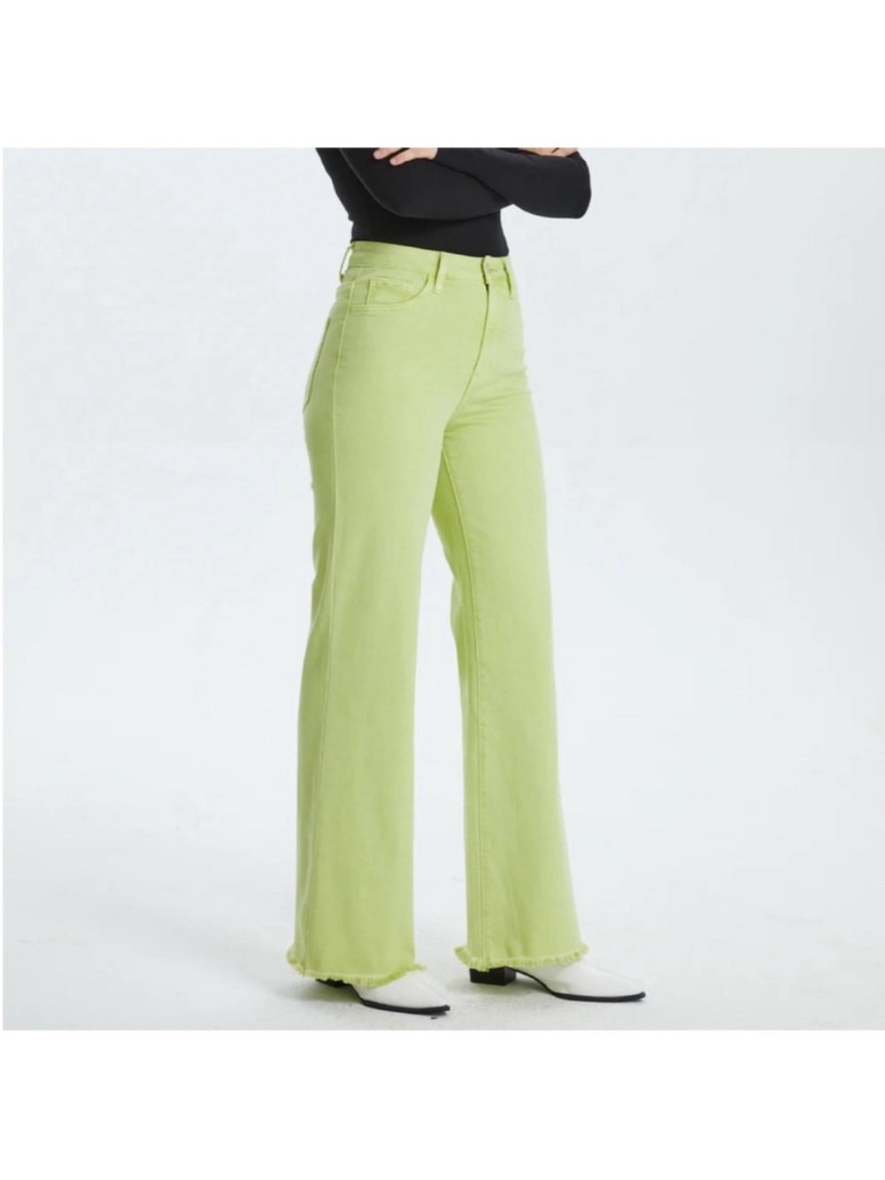 NWT $105 BAYEAS Lime Green WIDE LEG Jeans